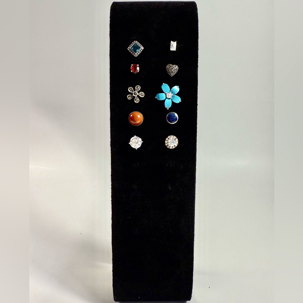 Sterling Silver 925 10 Single Post Earrings With Stones